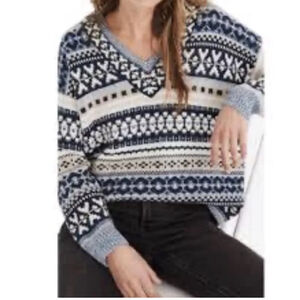 Madewell Fair Isle Dancer V-Neck Pullover Sweater Size XS